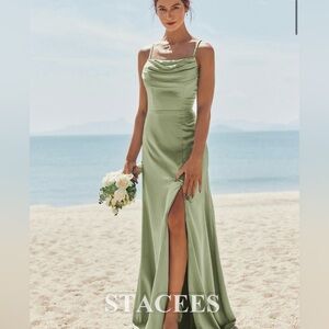 Sage Green Satin Bridesmaid Dress